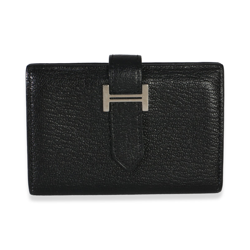Hermès Black Chevre Mysore Mini Bearn Wallet PHW Wallet id