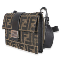 Fendi Tobacco Recycled Fabric Jacquard Vitello Grace FF 1974 Baguette Belt Pouch Handbag 2