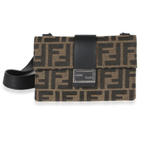 Fendi Tobacco Recycled Fabric Jacquard Vitello Grace FF 1974 Baguette Belt Pouch Handbag fv
