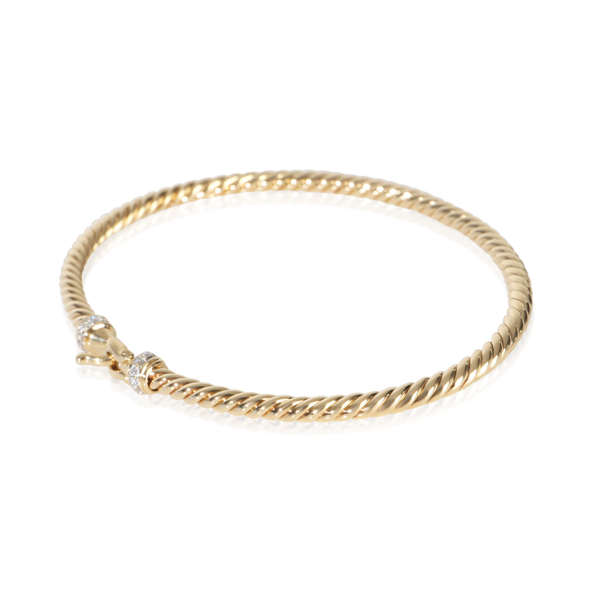 David Yurman Yellow Gold Diamond Cable Buckle Bracelet 2