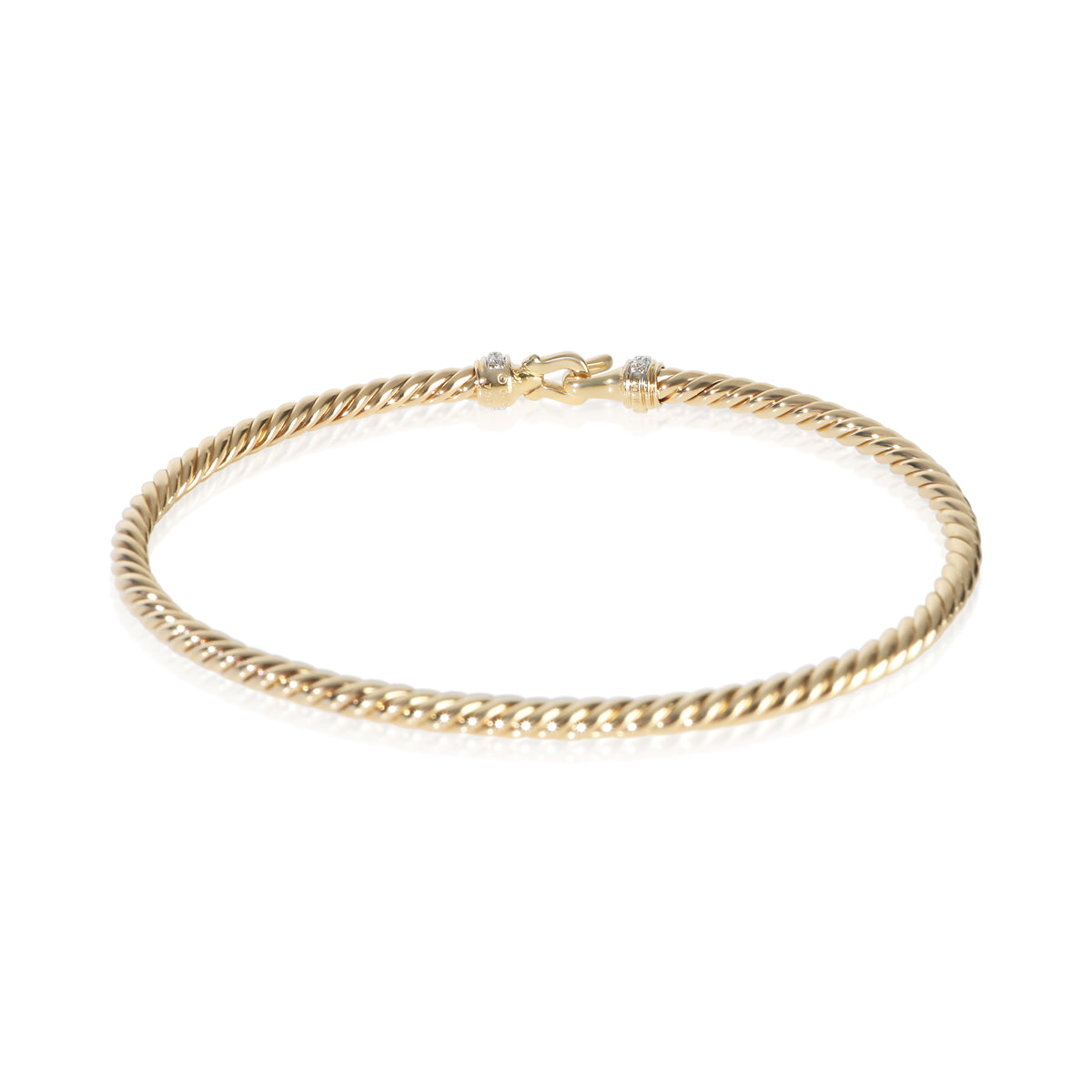 David Yurman Yellow Gold Diamond Cable Buckle Bracelet 3