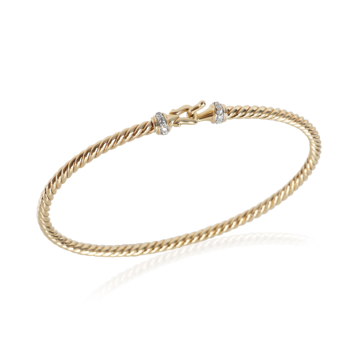 David Yurman Yellow Gold Diamond Cable Buckle Bracelet 4