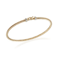 David Yurman Yellow Gold Diamond Cable Buckle Bracelet 4