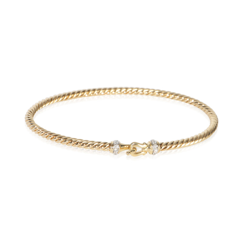 David Yurman Yellow Gold Diamond Cable Buckle Bracelet fv
