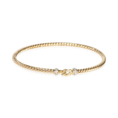 David Yurman Yellow Gold Diamond Cable Buckle Bracelet fv