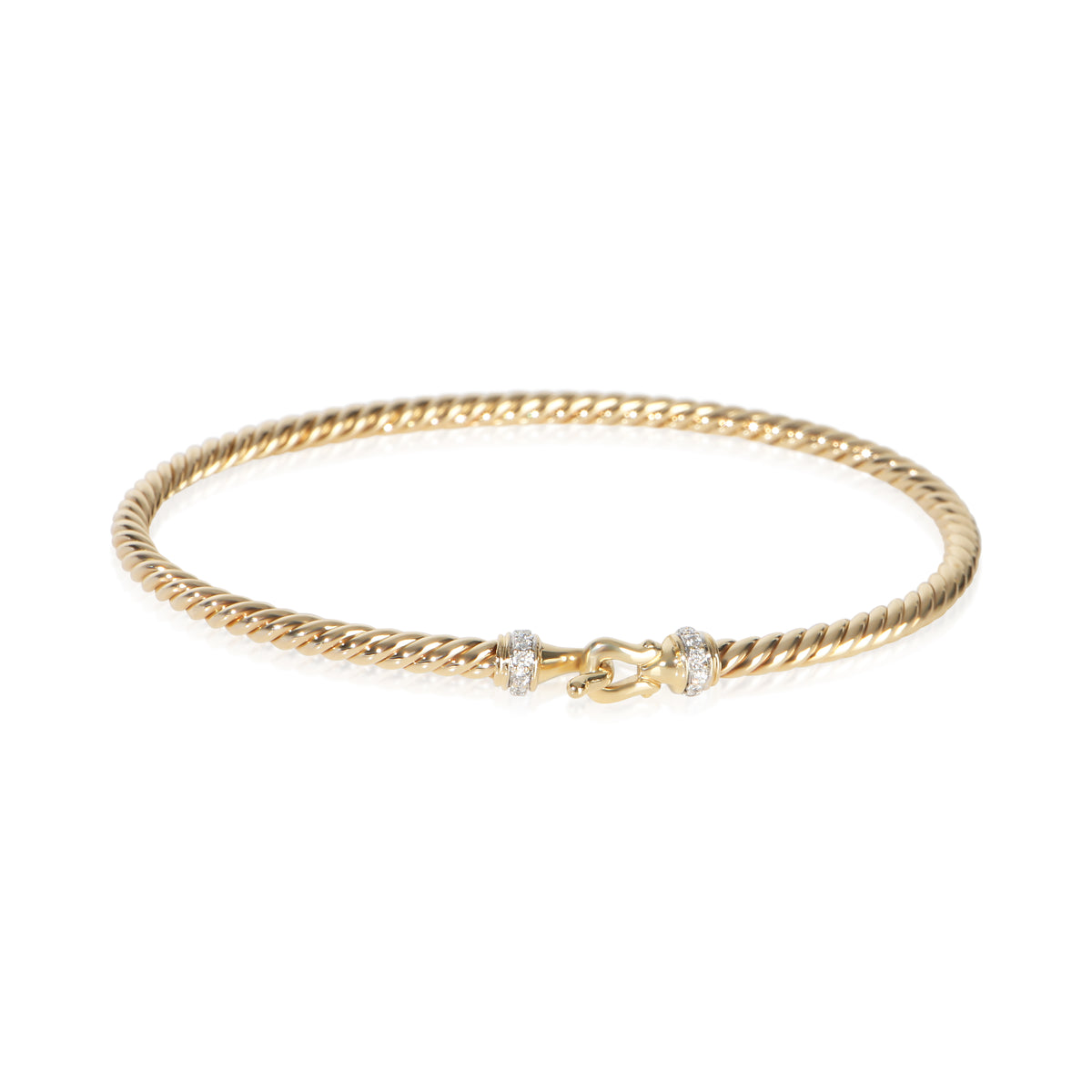 David Yurman Yellow Gold Diamond Cable Buckle Bracelet fv