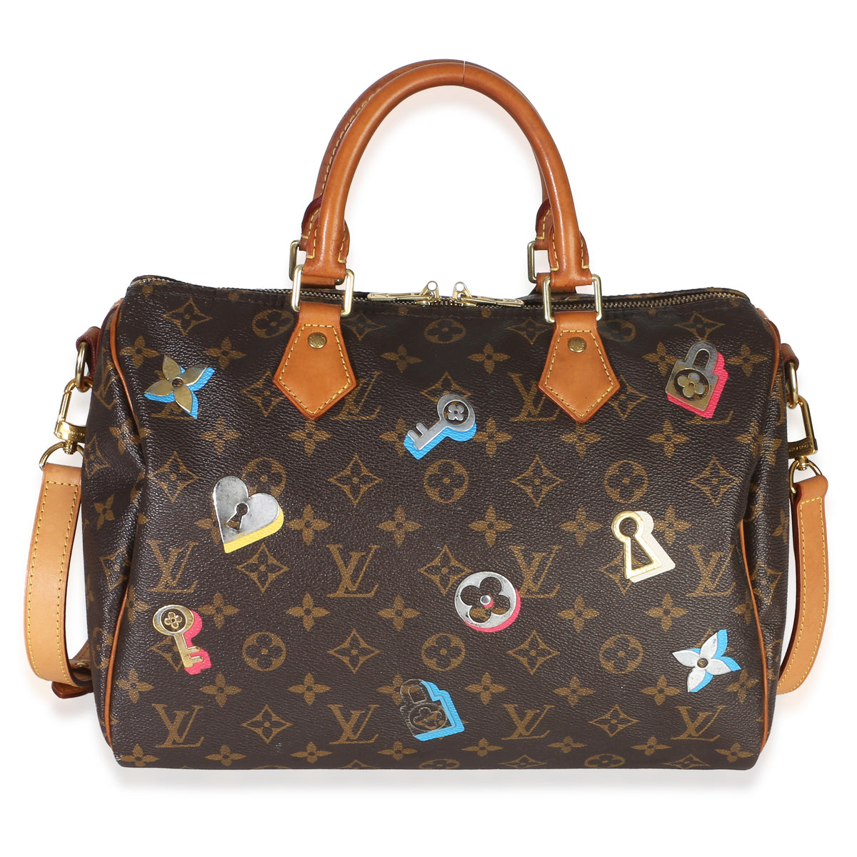 Louis Vuitton Monogram Canvas Love Lock Speedy Bandouliere 30 Handbag fv