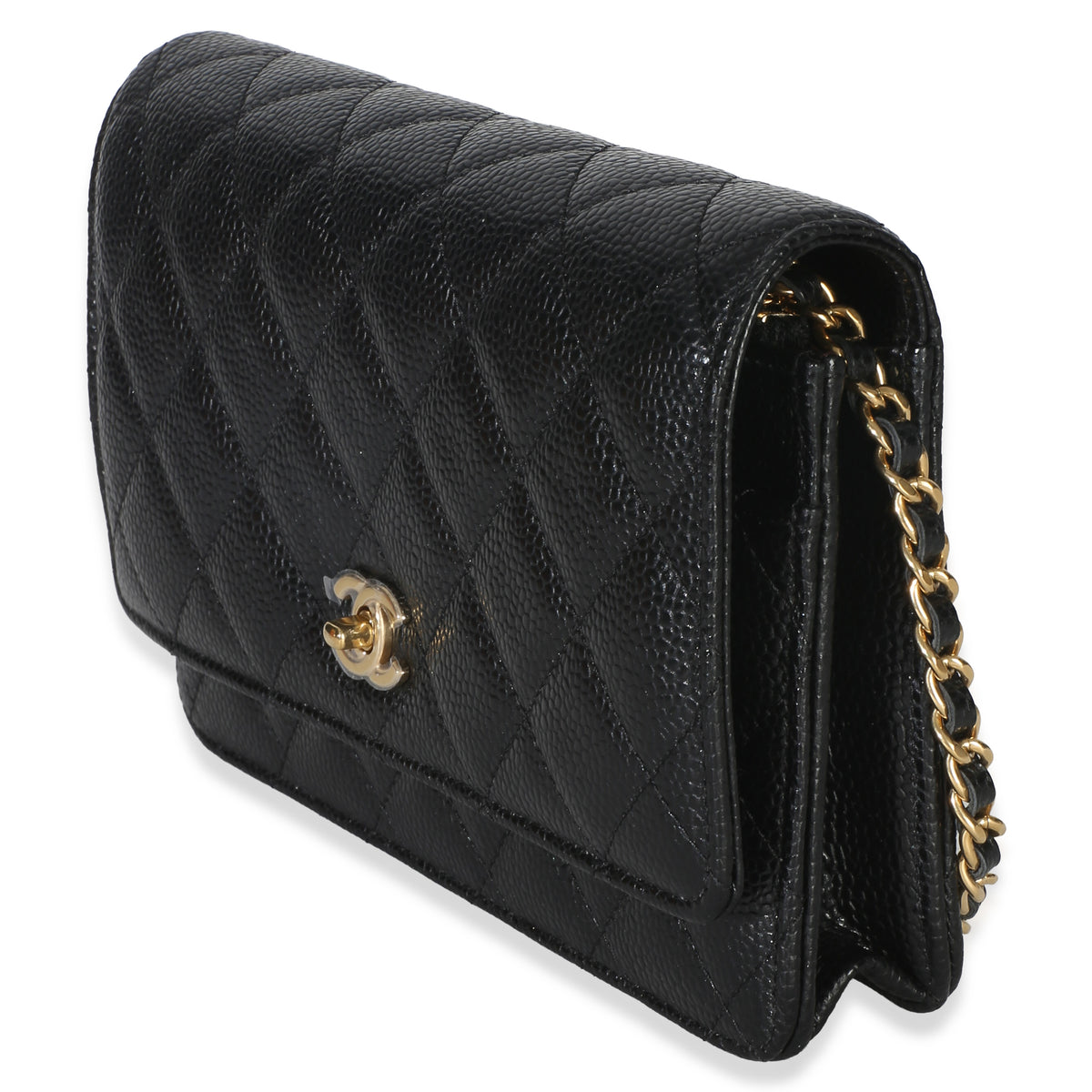 Chanel Black Quilted Caviar CC Wallet On Chain Handbag 2