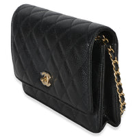 Chanel Black Quilted Caviar CC Wallet On Chain Handbag 2