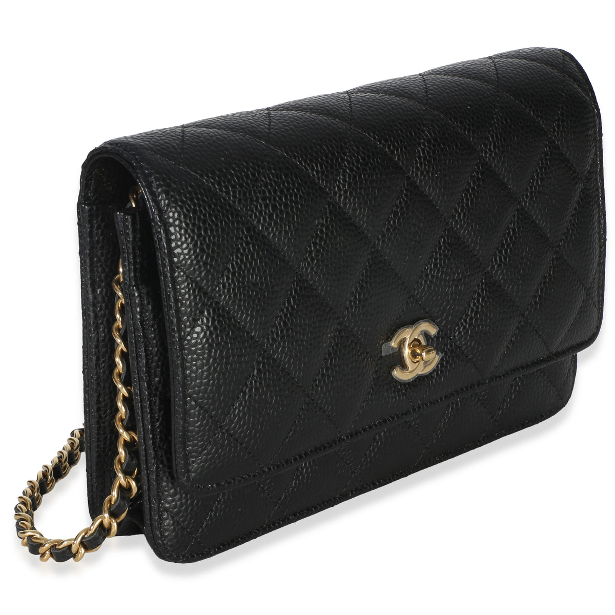 Chanel Black Quilted Caviar CC Wallet On Chain Handbag 3