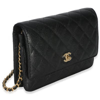 Chanel Black Quilted Caviar CC Wallet On Chain Handbag 3