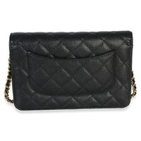 Chanel Black Quilted Caviar CC Wallet On Chain Handbag 4