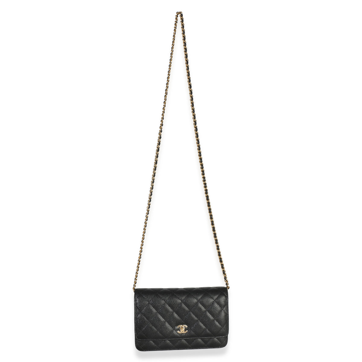 Chanel Black Quilted Caviar CC Wallet On Chain Handbag 8