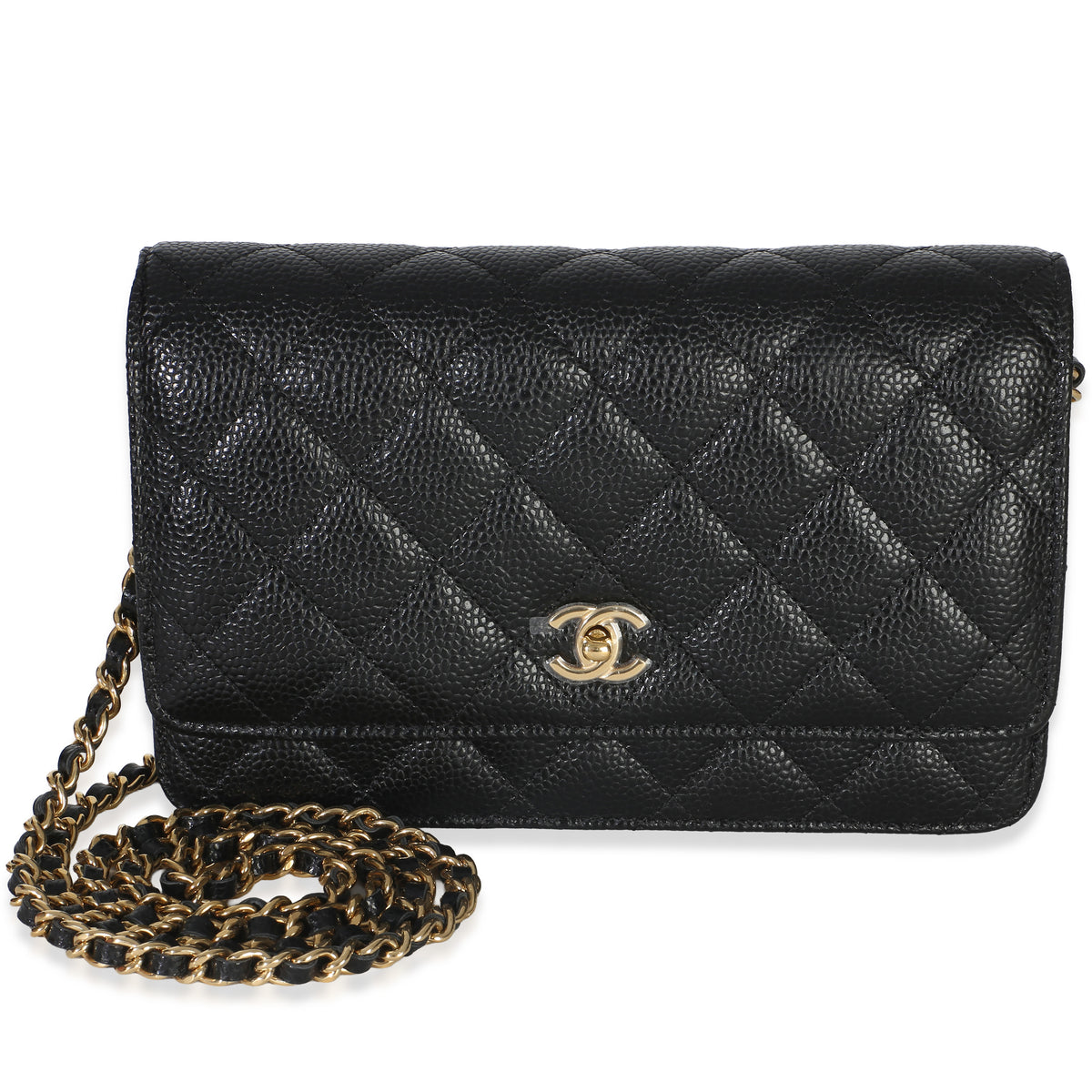 Chanel Black Quilted Caviar CC Wallet On Chain Handbag id