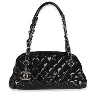 Chanel Black Quilted Patent Small Just Mademoiselle Bowling Bag Handbag id