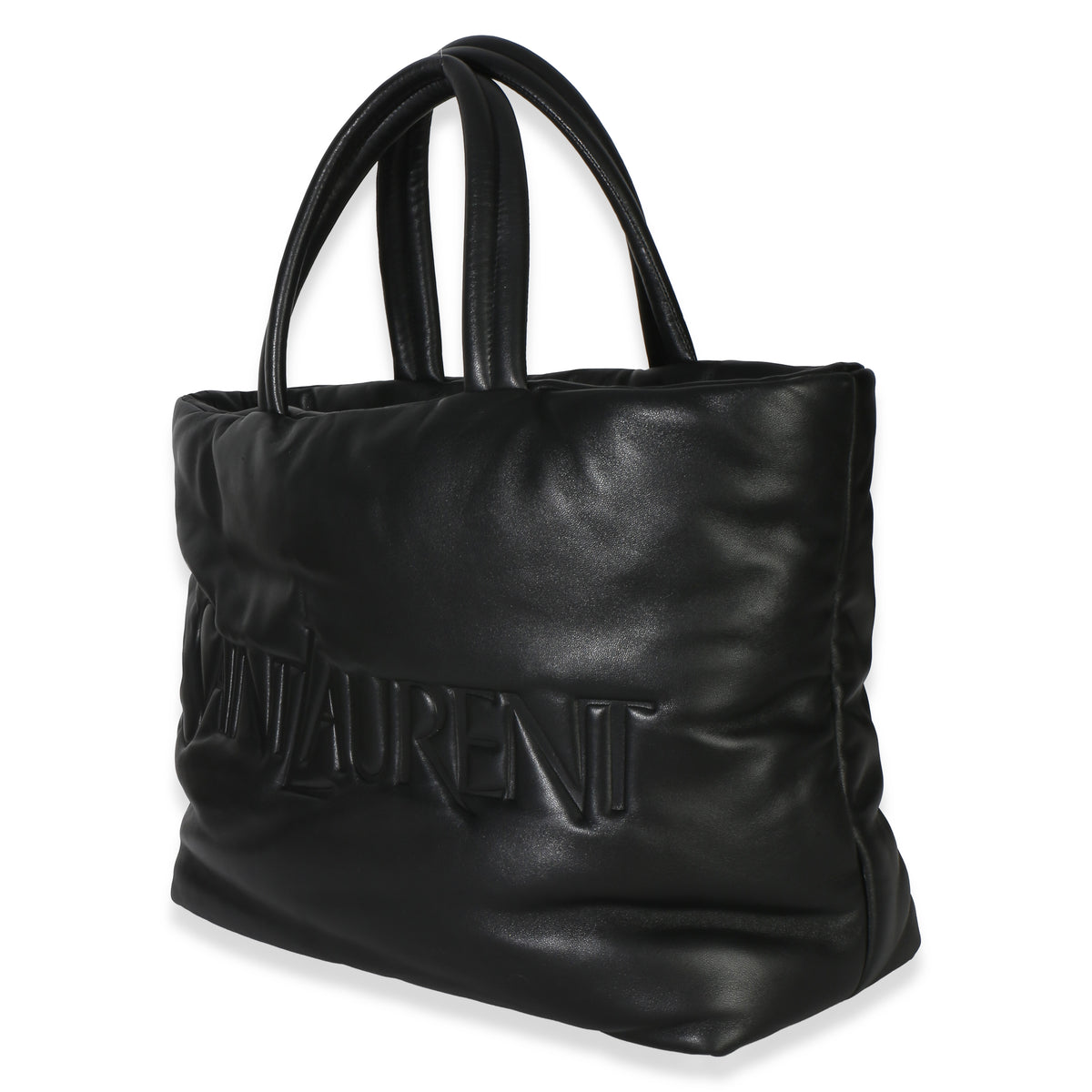 Saint Laurent Black Puffy Nappa Logo Tote Handbag 2