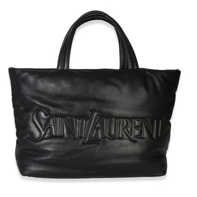 Saint Laurent Black Puffy Nappa Logo Tote Handbag fv