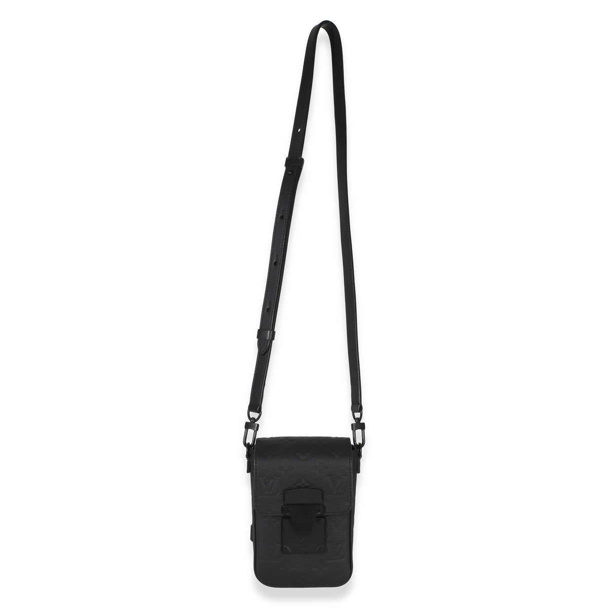 Louis Vuitton Black Monogram Taurillon S Lock Wearable Wallet Handbag 8
