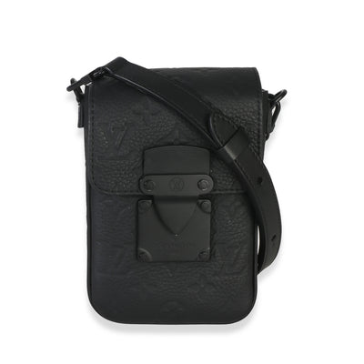 Louis Vuitton Black Monogram Taurillon S Lock Wearable Wallet Handbag fv
