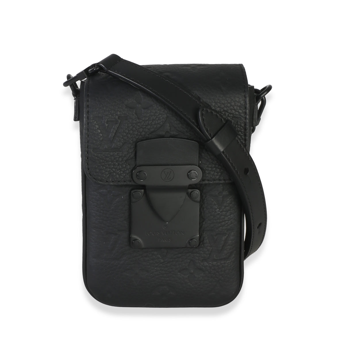 Louis Vuitton Black Monogram Taurillon S Lock Wearable Wallet Handbag fv
