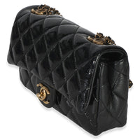 Chanel Black Quilted Patent Goatskin Small CC Eyelet Flap Bag Handbag 2