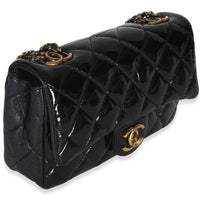 Chanel Black Quilted Patent Goatskin Small CC Eyelet Flap Bag Handbag 3