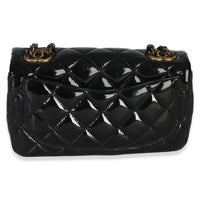 Chanel Black Quilted Patent Goatskin Small CC Eyelet Flap Bag Handbag 4