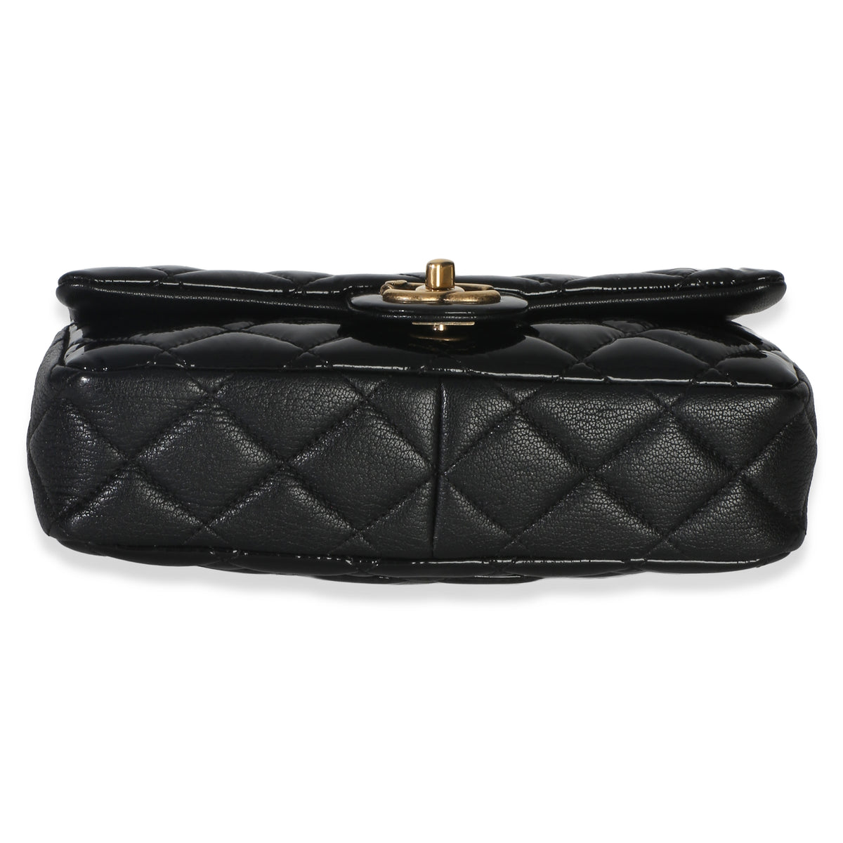Chanel Black Quilted Patent Goatskin Small CC Eyelet Flap Bag Handbag 5