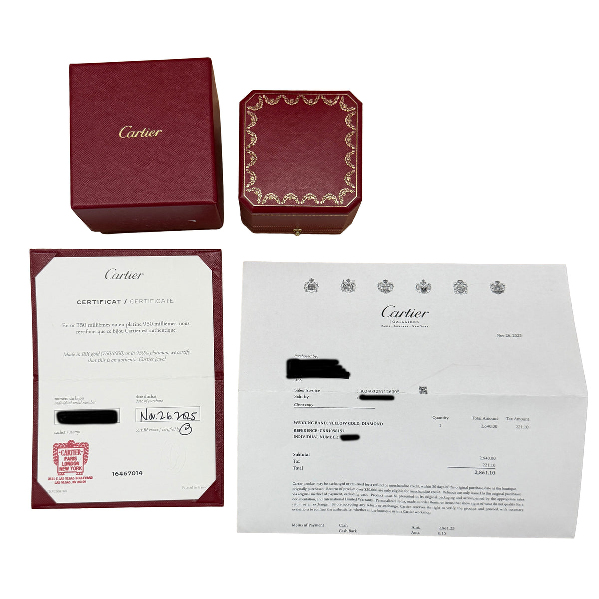 Cartier Yellow Gold Diamond Small Model Love Ring box