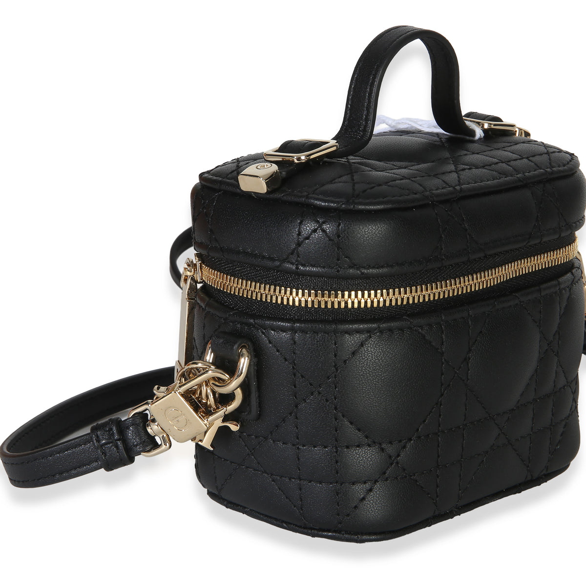 Christian Dior Black Lambskin Cannage Micro Lady Dior Vanity Case Handbag 3