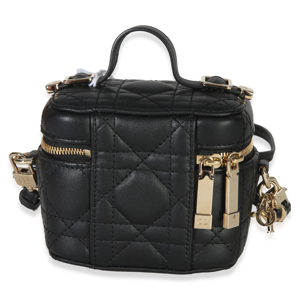 Christian Dior Black Lambskin Cannage Micro Lady Dior Vanity Case Handbag 4