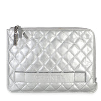 Chanel Metallic Silver Lambskin Small Clutch Handbag id
