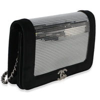 Chanel Black Velvet Mirror Sequin Wallet On Chain Bag Handbag 3
