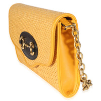 Gucci Yellow Raffia Azalea Calfskin Small Horsebit 1955 Chain Shoulder Bag Handbag 2