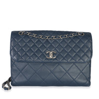 Chanel Metallic Blue Quilted Calfskin In The Business Flap Bag Handbag id
