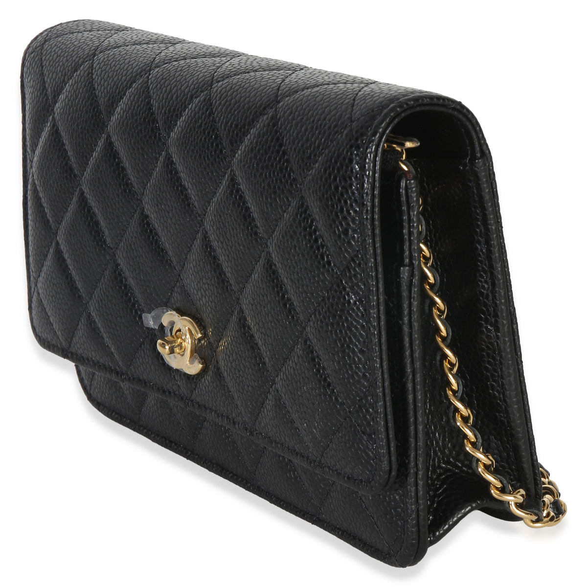 Chanel Black Quilted Caviar CC Wallet On Chain Handbag 2