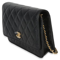 Chanel Black Quilted Caviar CC Wallet On Chain Handbag 2