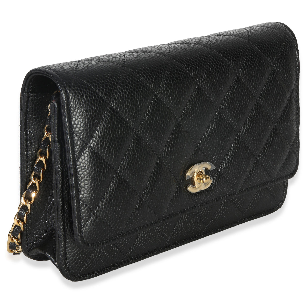 Chanel Black Quilted Caviar CC Wallet On Chain Handbag 3