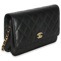 Chanel Black Quilted Caviar CC Wallet On Chain Handbag 3
