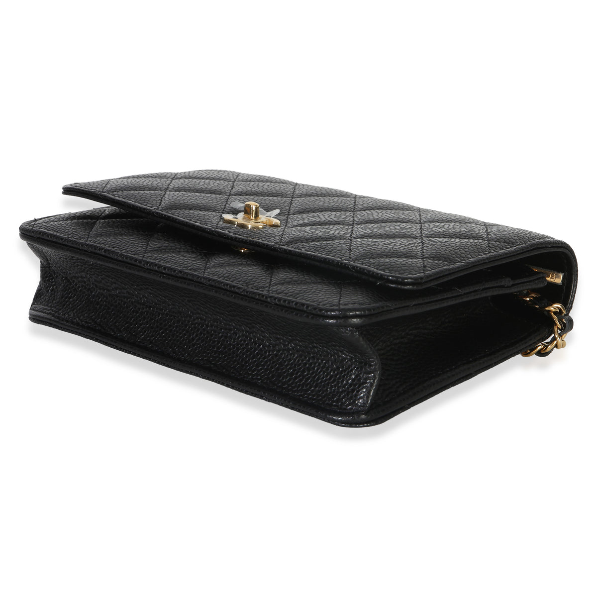 Chanel Black Quilted Caviar CC Wallet On Chain Handbag 6
