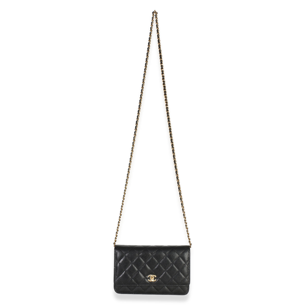 Chanel Black Quilted Caviar CC Wallet On Chain Handbag 8