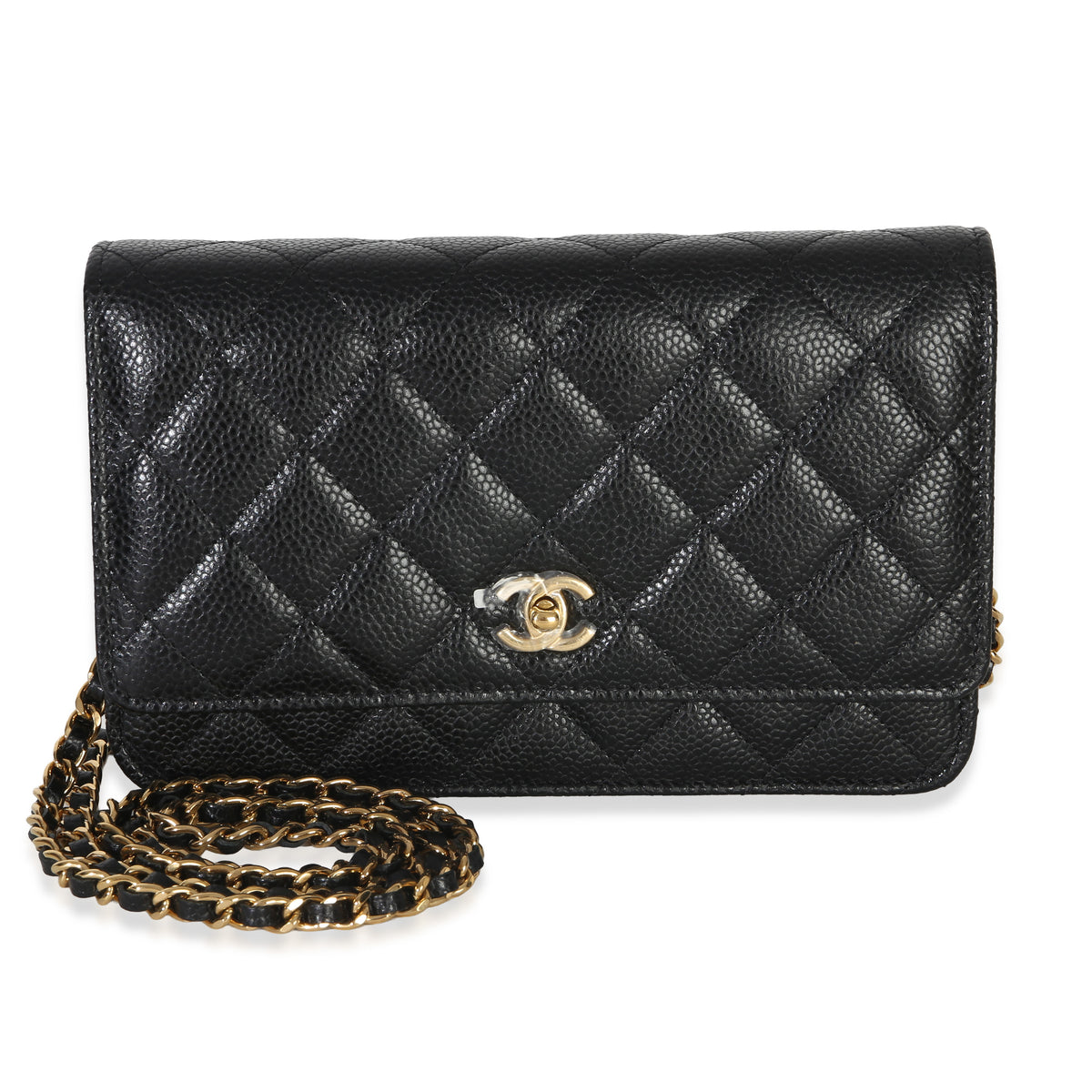 Chanel Black Quilted Caviar CC Wallet On Chain Handbag id
