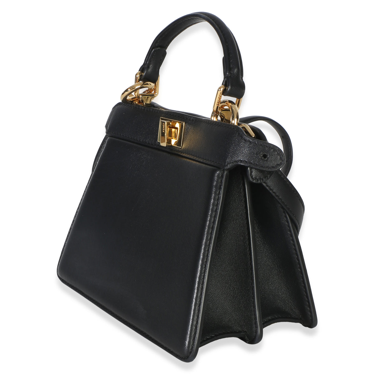 Fendi Black Shiny Nappa Petite Peekaboo I SEE U Satchel Handbag 2