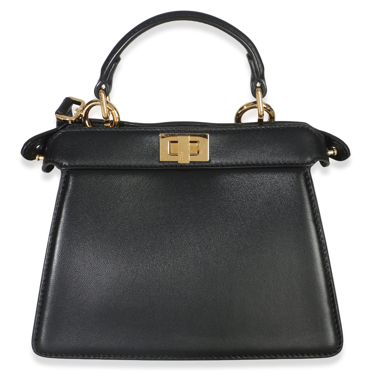 Fendi Black Shiny Nappa Petite Peekaboo I SEE U Satchel Handbag 4