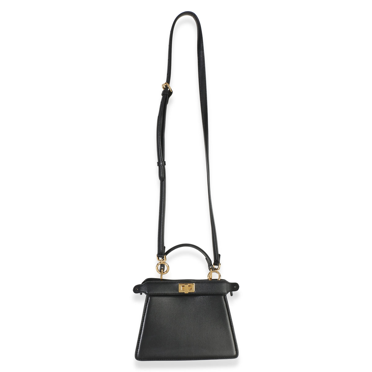 Fendi Black Shiny Nappa Petite Peekaboo I SEE U Satchel Handbag 8
