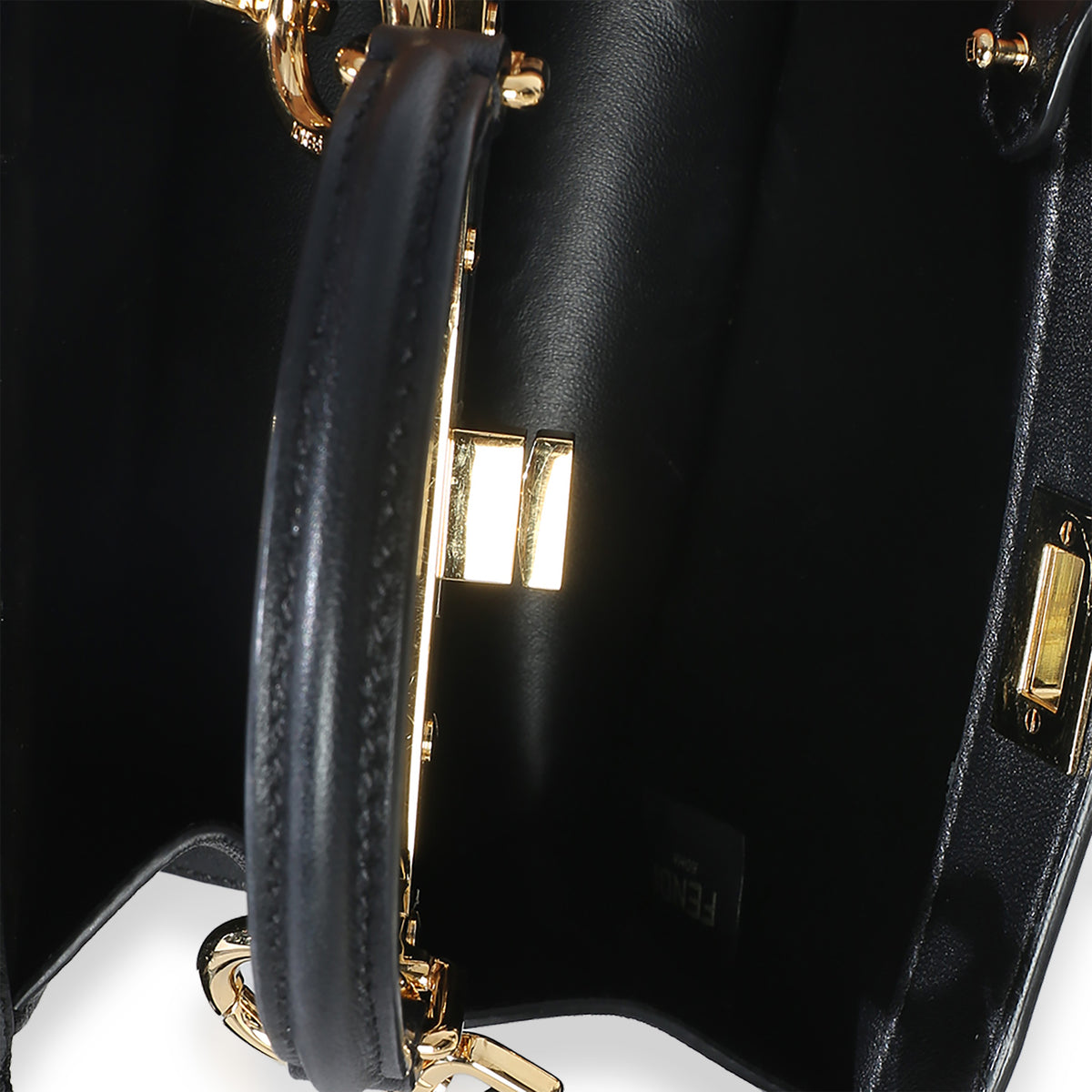 Fendi Black Shiny Nappa Petite Peekaboo I SEE U Satchel Handbag 9