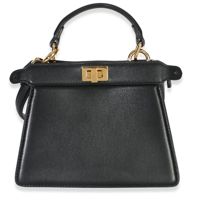 Fendi Black Shiny Nappa Petite Peekaboo I SEE U Satchel Handbag id