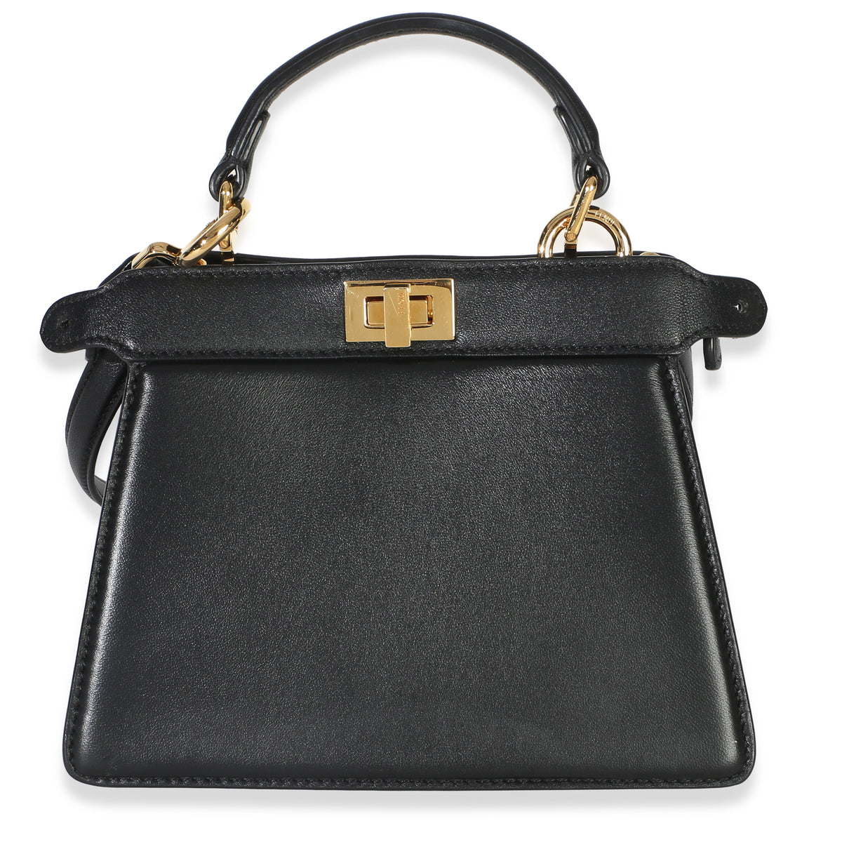 Fendi Black Shiny Nappa Petite Peekaboo I SEE U Satchel Handbag id