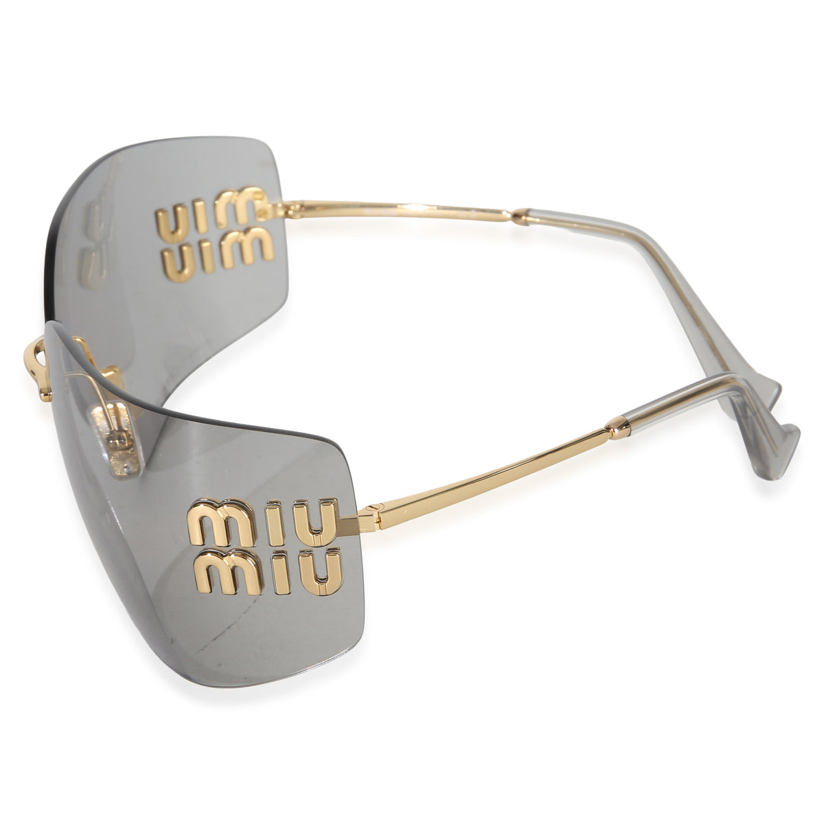 Miu Miu Gold Metal Grey Lens Aube Sunglasses 2