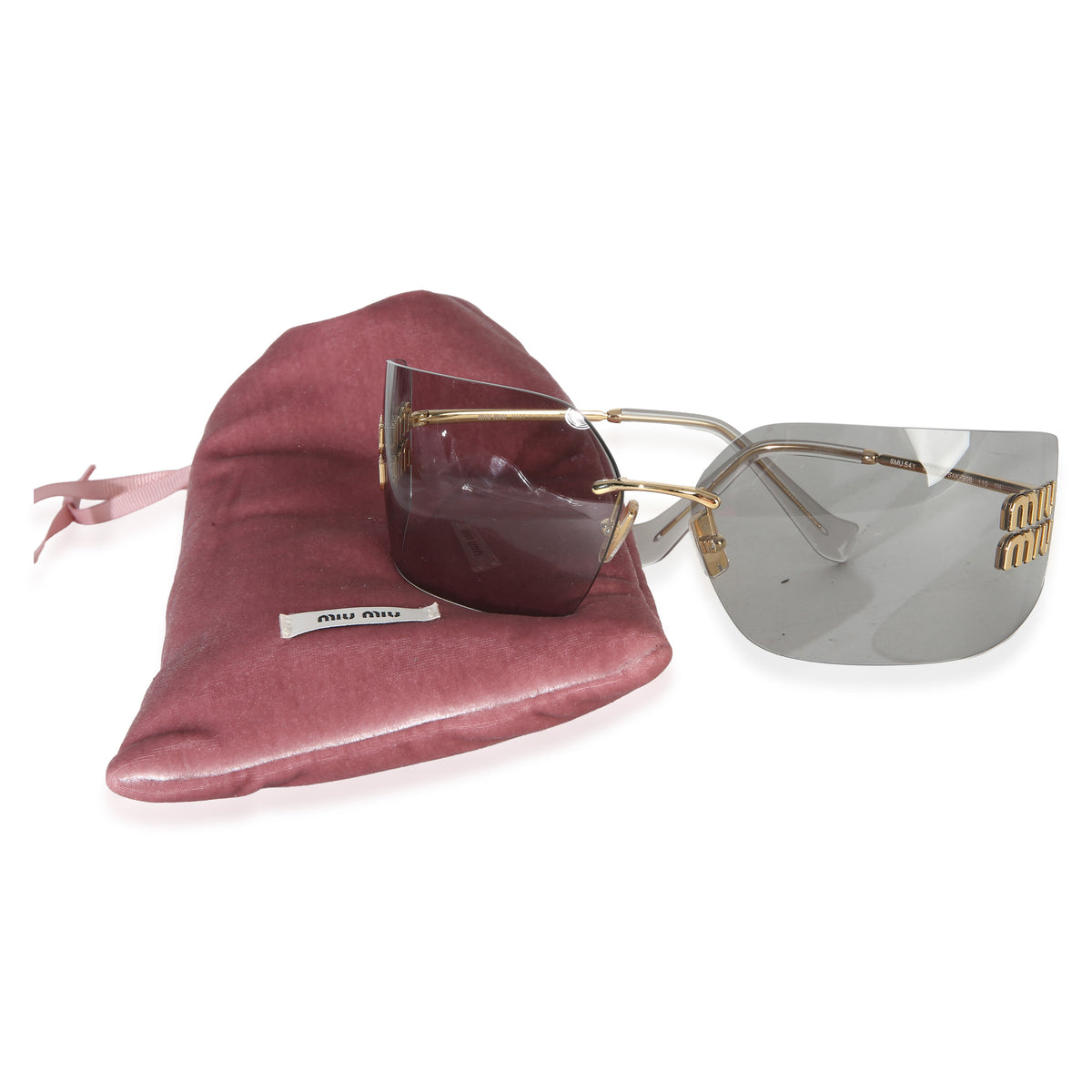 Miu Miu Gold Metal Grey Lens Aube Sunglasses 4